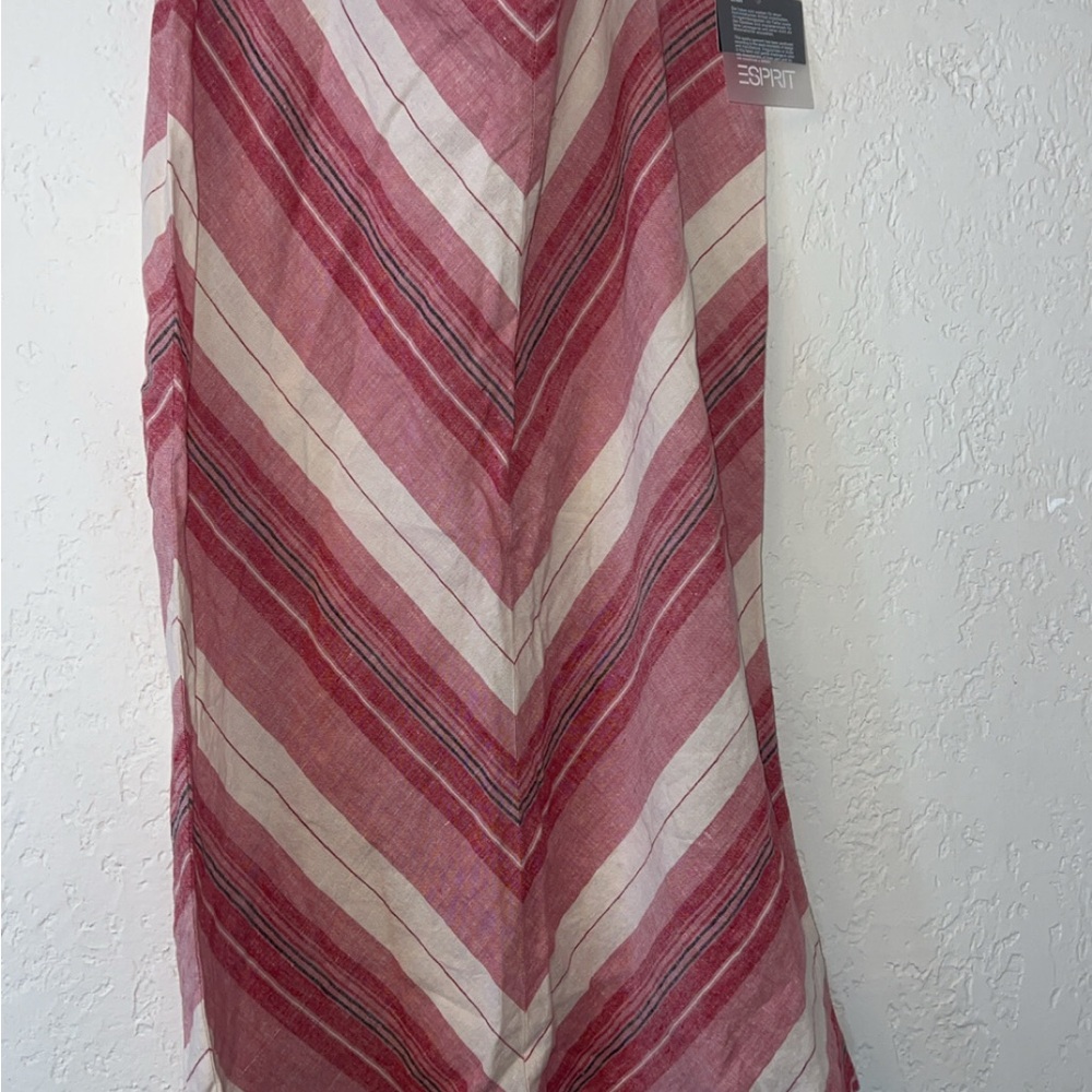 Esprit Red and White Striped Midi Skirt
